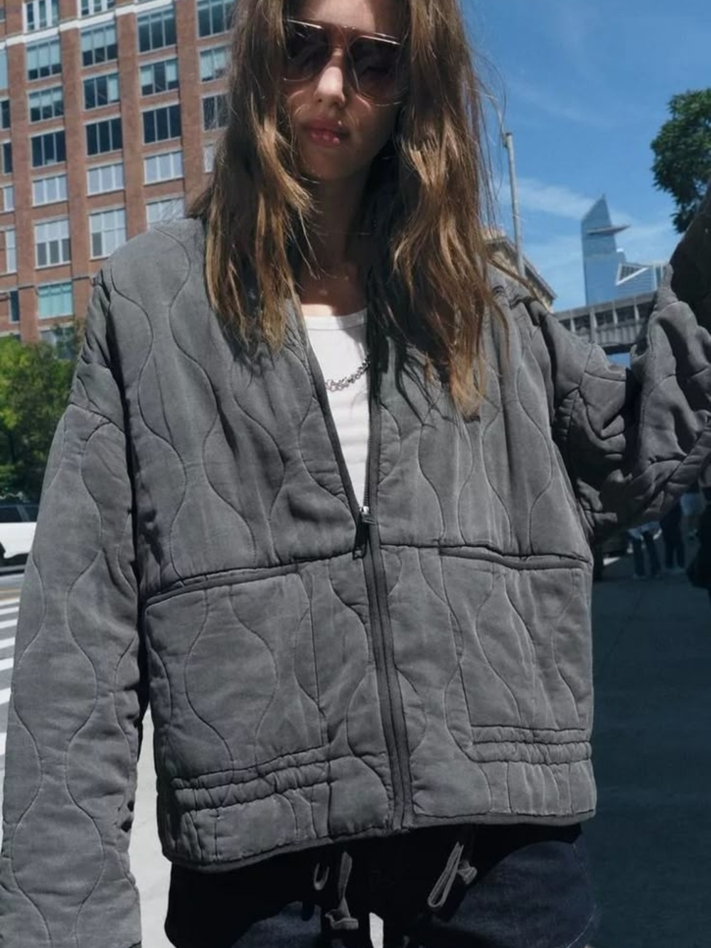 Gray Quilted Women's Jacket - Contemporary Coat